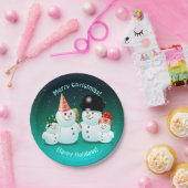 Cute Family of Snowmen Papieren Bordje (Feest)