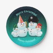 Cute Family of Snowmen Papieren Bordje (Voorkant)