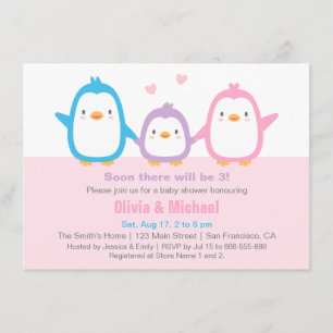 Cute Family Penguin Baby Shower-uitvindingen Kaart