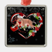 Cute Family Pet Name and Date Christmas Metalen Ornament (Voorkant)