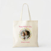 Cute Family Photo Floral Lijst Happy Moederdag Tote Bag (Voorkant)