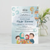 Cute Family Ramadan Iftar Invitation Kaart (Staand voorkant)