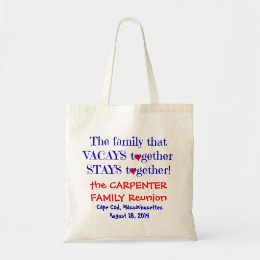 Cute Family Reunion Tassen, Red White en Blue Tote Bag (Voorkant)