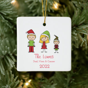 Cute Family van 3 Kerstmis Keramisch Ornament