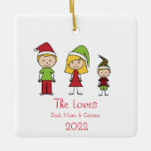Cute Family van 3 Kerstmis Keramisch Ornament (Voorkant)