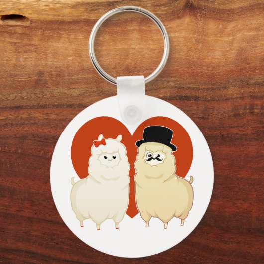 Cute Fancy Alpaca Couple Sleutelhanger (Voorkant)