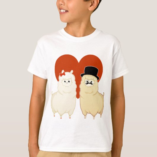 Cute Fancy Alpaca Couple T-shirt (Voorkant)