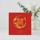 Cute Fancy Bloem Chinees Dubbel Geluk Symbool Kaart (Staand voorkant)