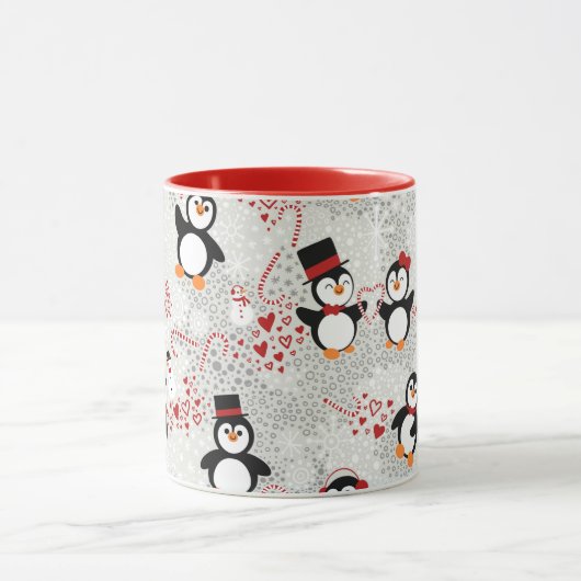 Cute Fancy Top Hat Kerstmis Penguin Mok (Midden)