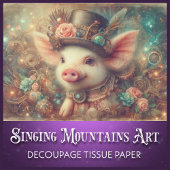 Cute Fancy Victoriaanse Steampunk Varken Decoupage Tissuepapier