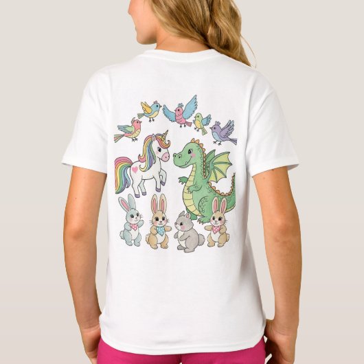 Cute Fantasy Animal Friends T-Shirt for Kids (Achterkant)