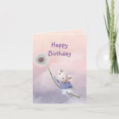 Cute Fantasy Birthday Mouse Dandelion Flying Kaart (Voorkant)