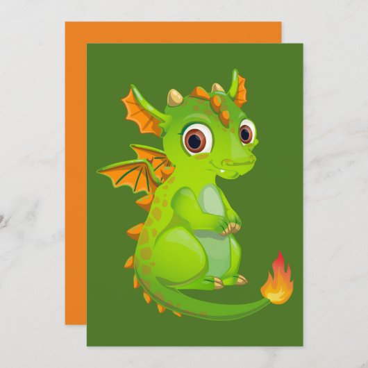 Cute Fantasy Dragon Feestdagenkaart (Voorkant / Achterkant)