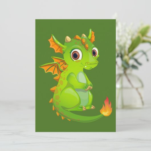 Cute Fantasy Dragon Feestdagenkaart (Staand voorkant)