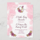 Cute Fantasy Fairy over de uitnodiging van de Moon (Voorkant / Achterkant)