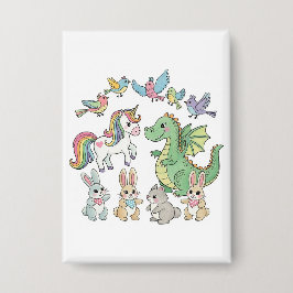 Cute Fantasy Friends – Birthday Button for Kids