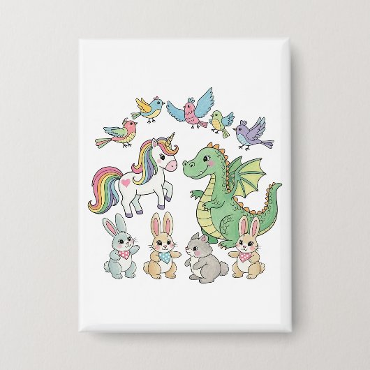 Cute Fantasy Friends – Birthday Button for Kids (Voorkant)