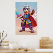 Cute Fantasy Hero Knight Art Poster (Keuken)