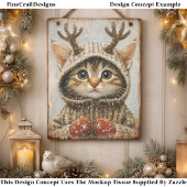 Cute Fantasy Kitten Rendier Geweien AL2 Decoupage Tissuepapier