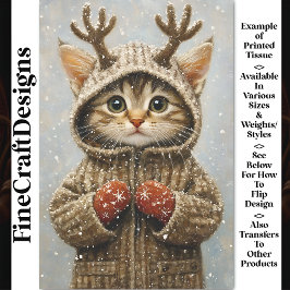 Cute Fantasy Kitten Rendier Geweien AL2 Decoupage Tissuepapier