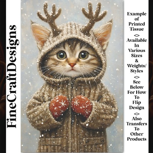 Cute Fantasy Kitten Rendier Geweien AL2 Decoupage Tissuepapier