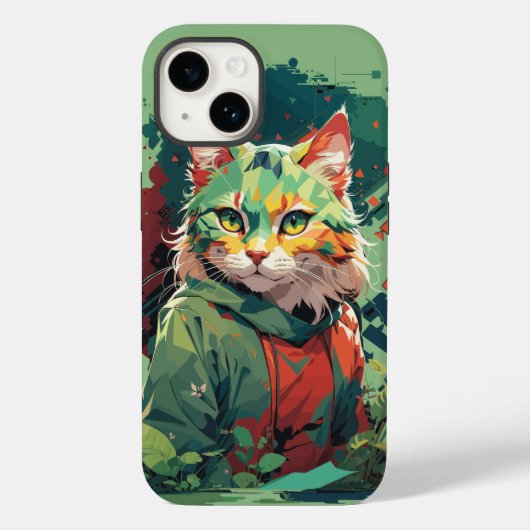 Cute Fantasy Kleurspat Kat Ontwerp Case-Mate iPhone Case (Achterkant)
