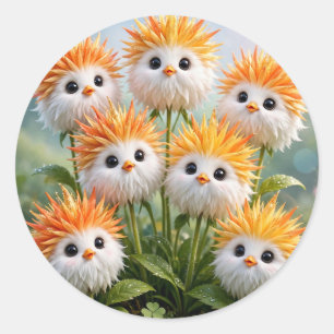 Cute Fantasy Kuiken Bloemen Tuin Sticker