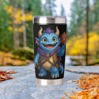 Cute Fantasy Monster met D20 Dobbelsteen T-Shirt Geïsoleerde Drinkbeker