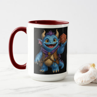 Cute Fantasy Monster met D20 Dobbelsteen T-Shirt Mok