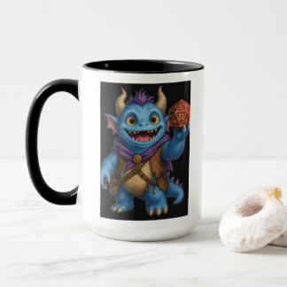 Cute Fantasy Monster met D20 Dobbelsteen T-Shirt Mok