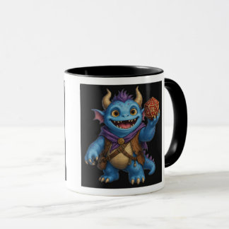 Cute Fantasy Monster met D20 Dobbelsteen T-Shirt Mok