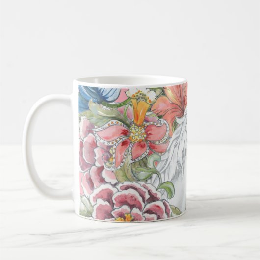 Cute Fantasy Unicorn Pink Tropical Floral Girly Koffiemok (Links)