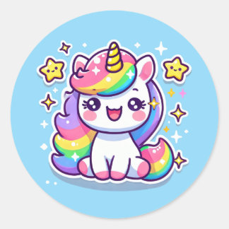 Cute Fantasy Unicorn Ronde Sticker