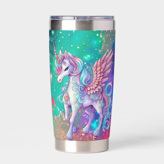 Cute fantasy unicorn voegt naam toe geïsoleerde drinkbeker (Achterkant)