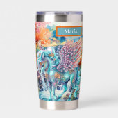 Cute fantasy unicorn voegt naam toe geïsoleerde drinkbeker (Voorkant)