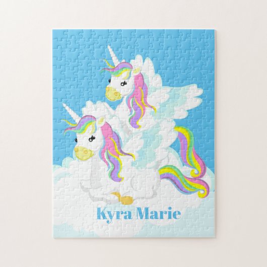Cute Fantasy unicorn voegt naam toe Legpuzzel (Verticaal)