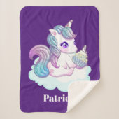 Cute Fantasy unicorn voegt naam toe Sherpa Deken (Voorkant)