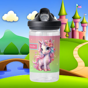 Cute fantasy unicorn voegt naam toe waterfles