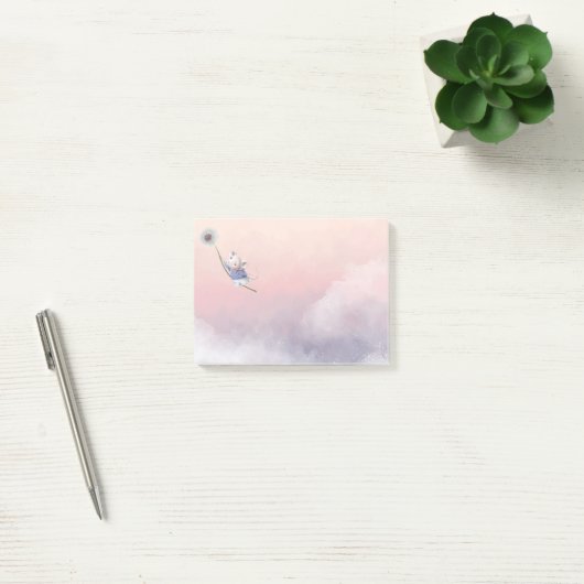 Cute Fantasy Waterverf Mouse Dandelion Flying Post-it® Notes (Kantoor)