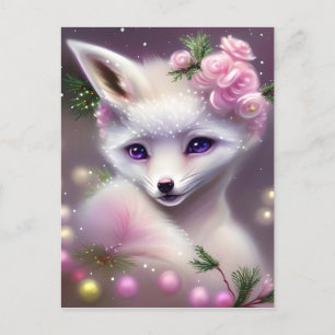 Cute Fantasy White Fox Briefkaart