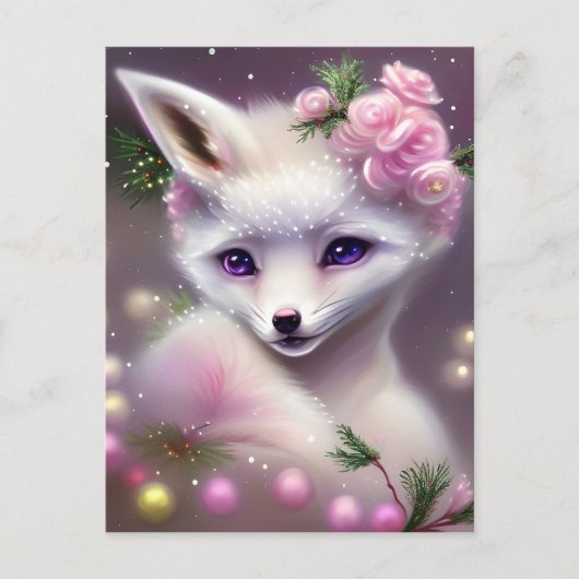 Cute Fantasy White Fox Briefkaart (Voorkant)