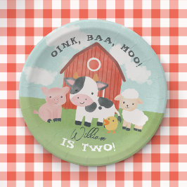 Cute Farm Animal Barnyard Kids Birthday Papieren Bordje