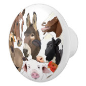 Cute Farm Animal Portrait Keramische Knop (Rechts)