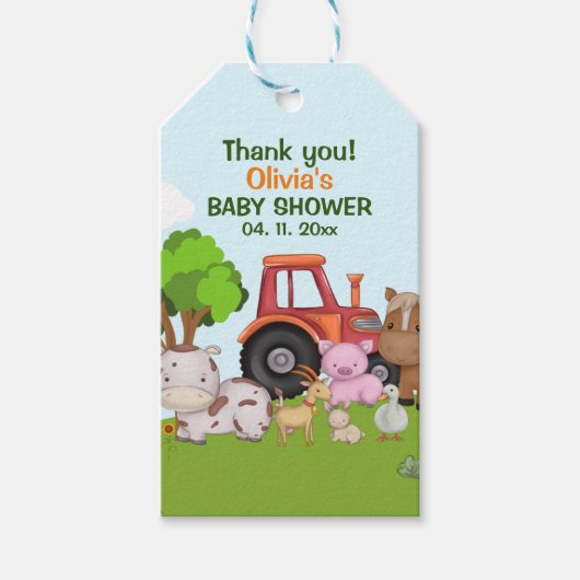 Cute Farm animals Baby Shower Cadeaulabel (Voorkant)