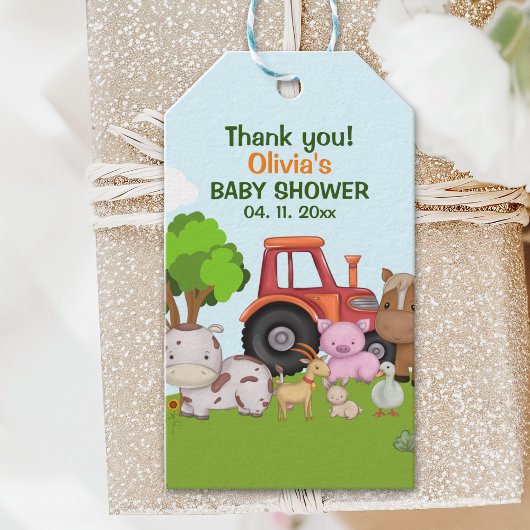 Cute Farm animals Baby Shower Cadeaulabel