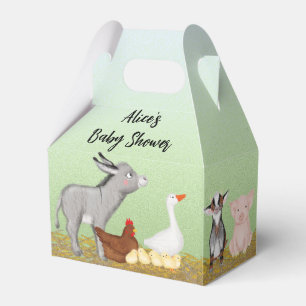 Cute farm animals baby shower gable preferred box bedankdoosjes
