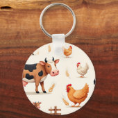 Cute Farm Animals Barn Pattern Sleutelhanger (Achterkant)