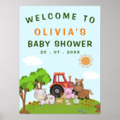 Cute Farm Animals Gender Neutral Baby Shower Poster (Voorkant)