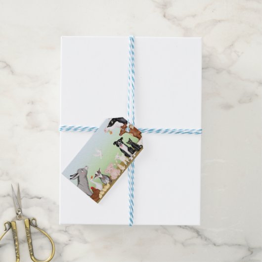 Cute farm animals gift label cadeaulabel (Met Touw)