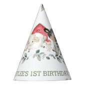 Cute Farm Animals Greenery 1st Birthday Boy Girl  Feesthoedjes (Voorkant)